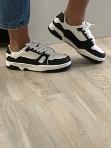 Women Tennis Shoes/Black White-Rich-3