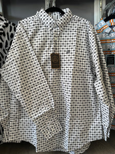 Men Long-Sleeved Shirt/Black White-038