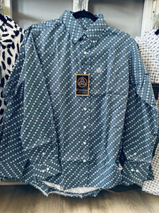 Men Long-sleeved Shirt/Teal-114