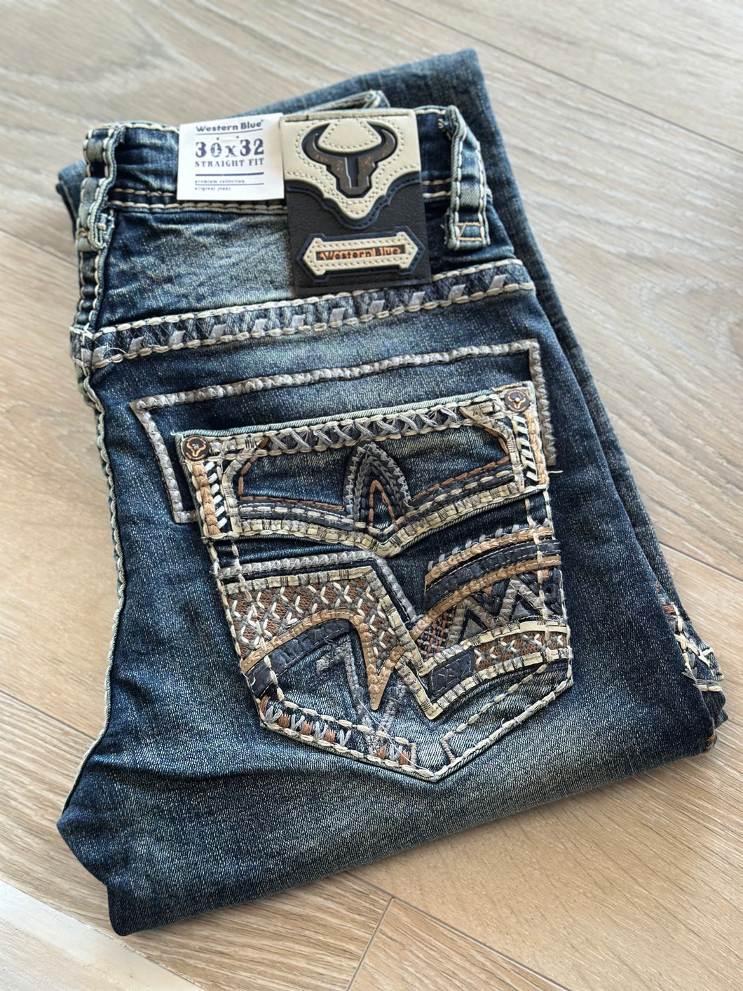Mens Jeans Western Blue/Long 32-WJ-2354