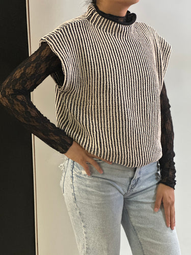 Women Sweater Vest/Black-12W3388N-1