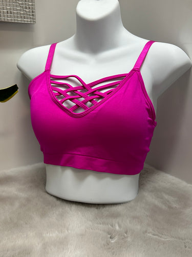 Women Cropped Top/Neon Hot Pink-NT-6661AB