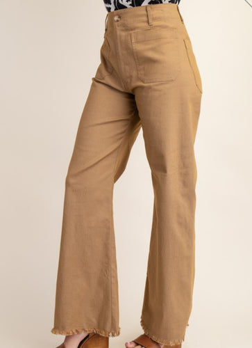 Women High Waited Flared Pants/Camel-TG1481