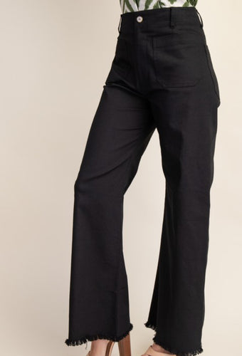 Women High Waited Flared Pants/Black-TG1481