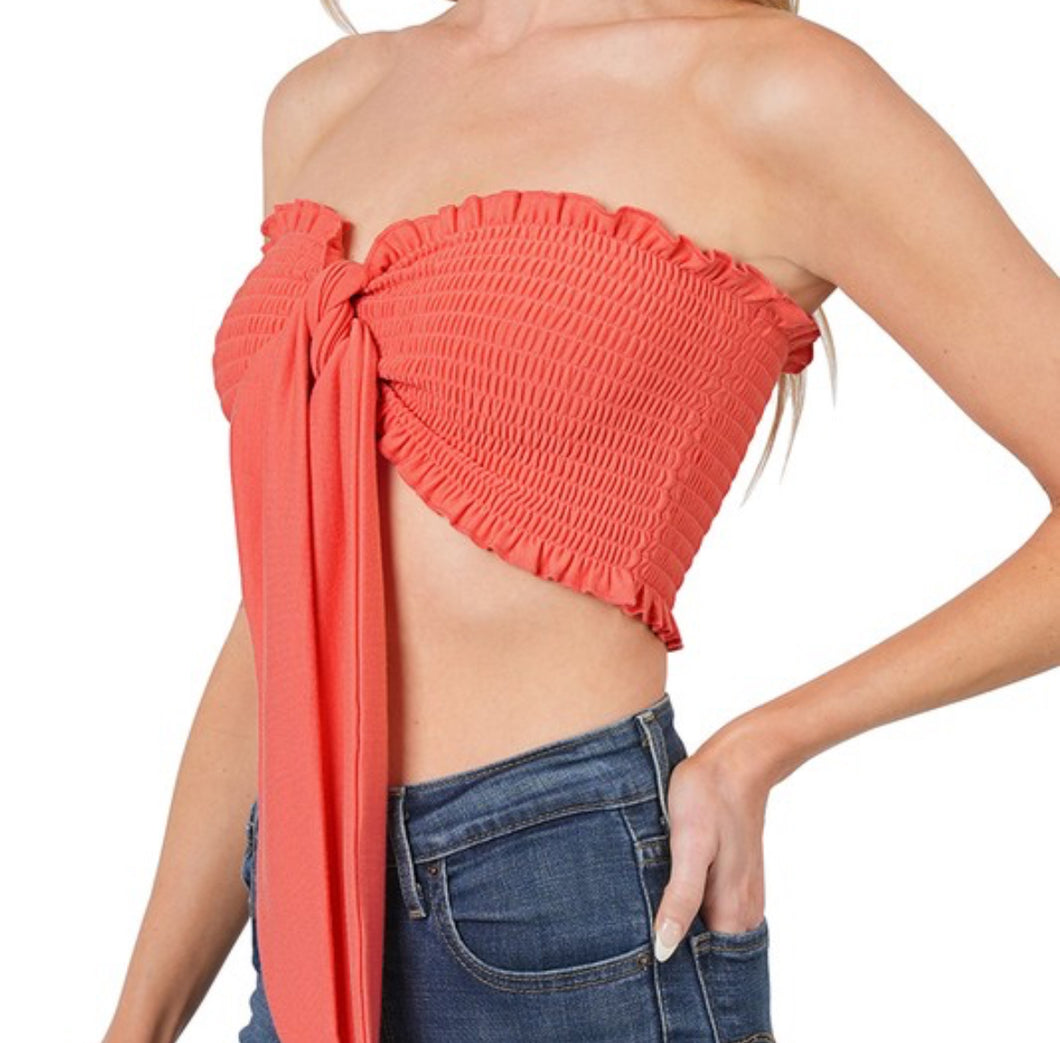 Women Tube Top/Deep coral-TT-5180A