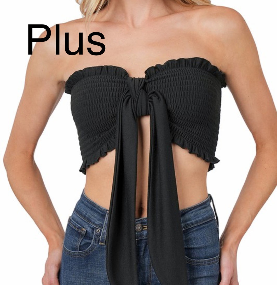 Women Plus Tube Top/Black-TT-5180BA