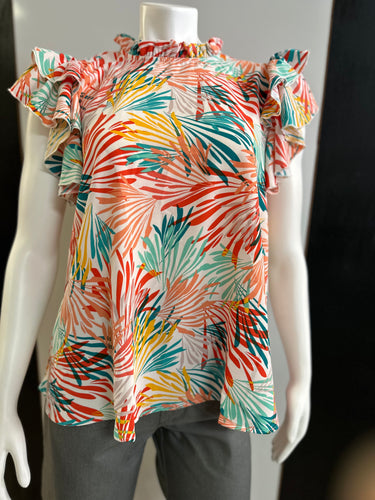 Women Top/Ivory Coral-HT4970A