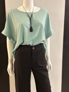 Women Plus Top/Dusty Green-QT-3500X