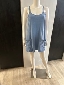 Women Mini Dress-Romper/Blue-C-3405A5