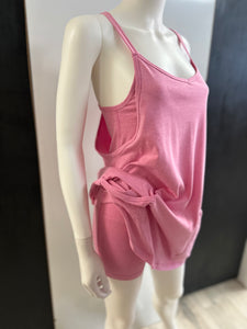 Women Mini Dress-Romper/Hot Pink-C-3405A5